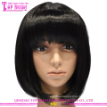 Novo estilo 5A handmade virgem indiano remy cabelo humano bob perucas com franja